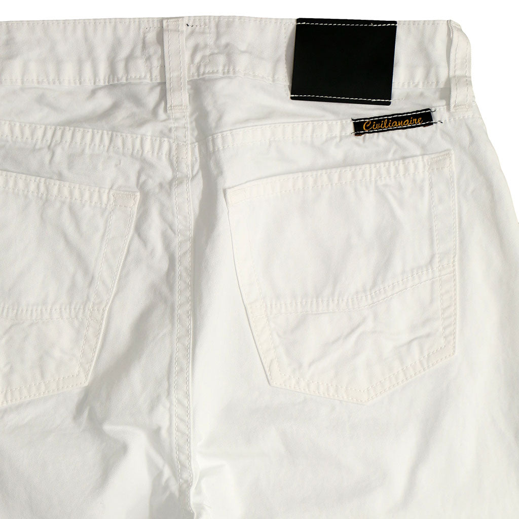 5-Pocket High Rise Wide Twill Pants - White