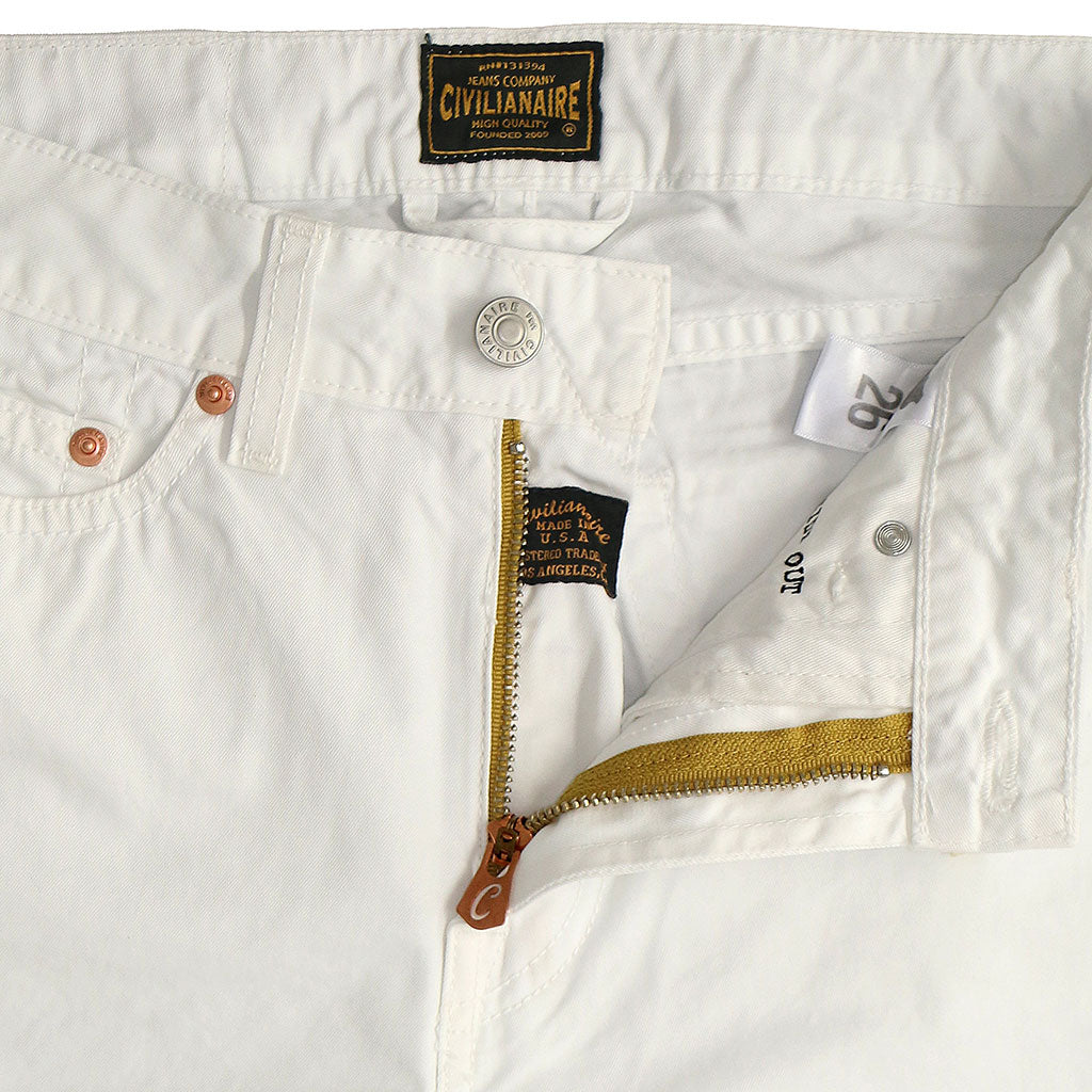 5-Pocket High Rise Wide Twill Pants - White