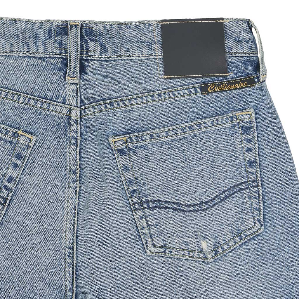 12.4 oz Denim Shorty Shorts - Light Vintage Wash IN10