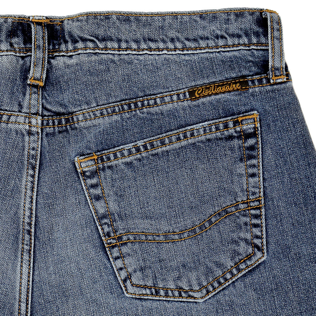 12.4 oz Denim Shorty Shorts - Malibu Wash