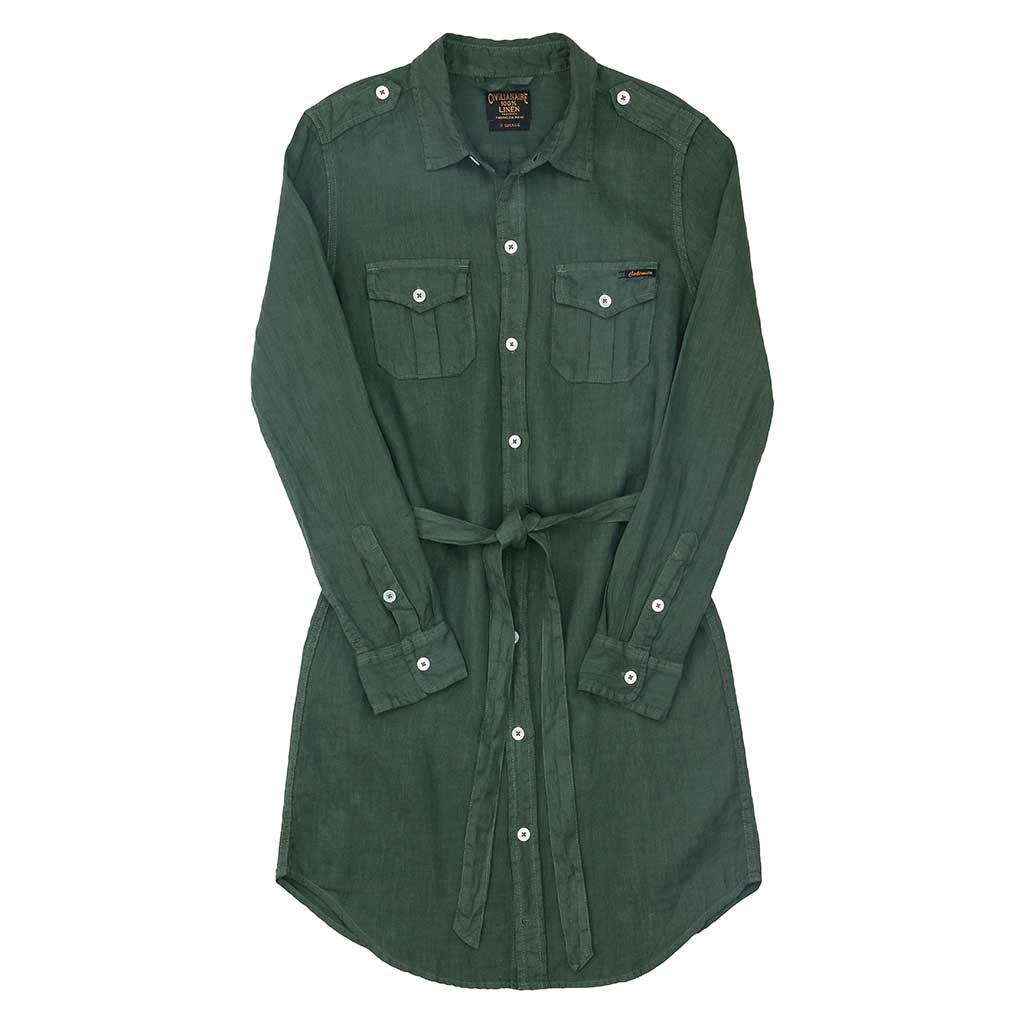 Women's Long Sleeve Officer Poplin Shirt Dress - Natural Khaki Women's Long Sleeve Officer Poplin Shirt Dress - Natural Khaki