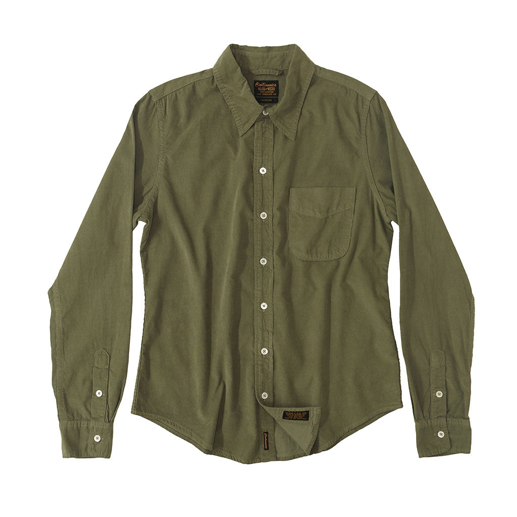 Long Sleeve Light Weight Corduroy Women's Single Pocket Shirt - Soft Olive #3132