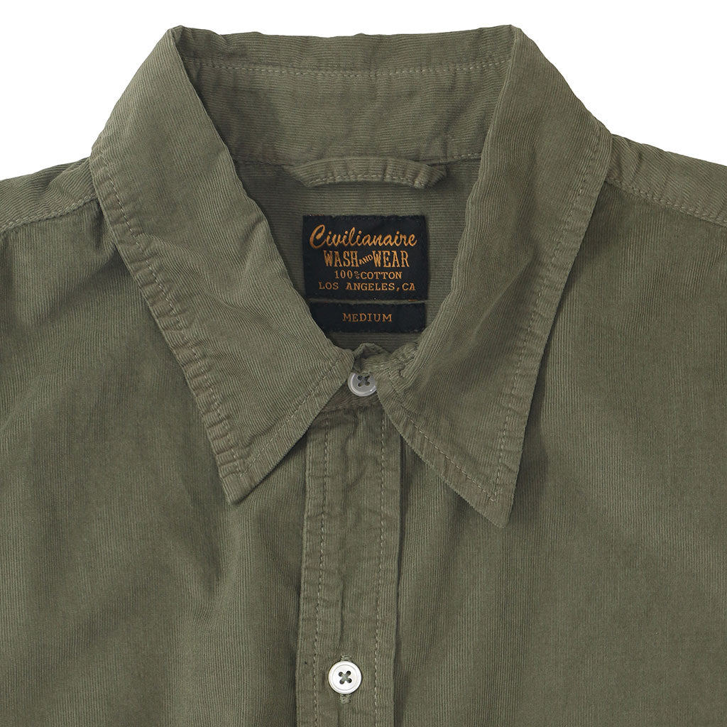 Long Sleeve Light Weight Corduroy Women's Single Pocket Shirt - Soft Olive #3132