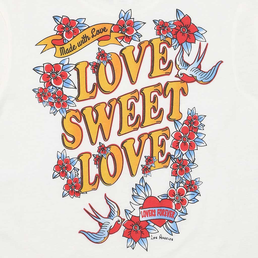 LOVE SWEET LOVE " LOVERS FOR EVER" SHORT SLEEVE CREW NECK - #1052 WHITE NATURAL