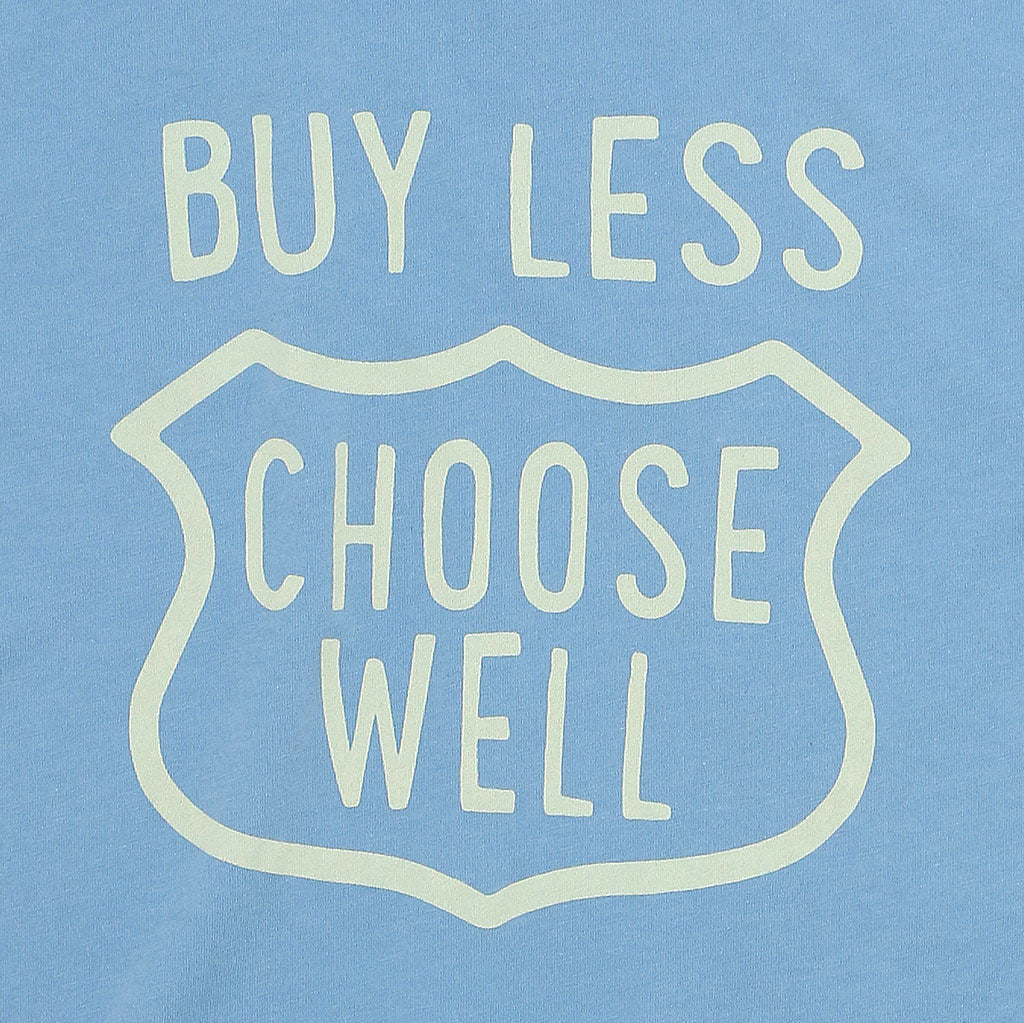 "BUY LESS CHOOSE WELL" Women's Crew Neck Short Sleeve Tee - Simple Blue