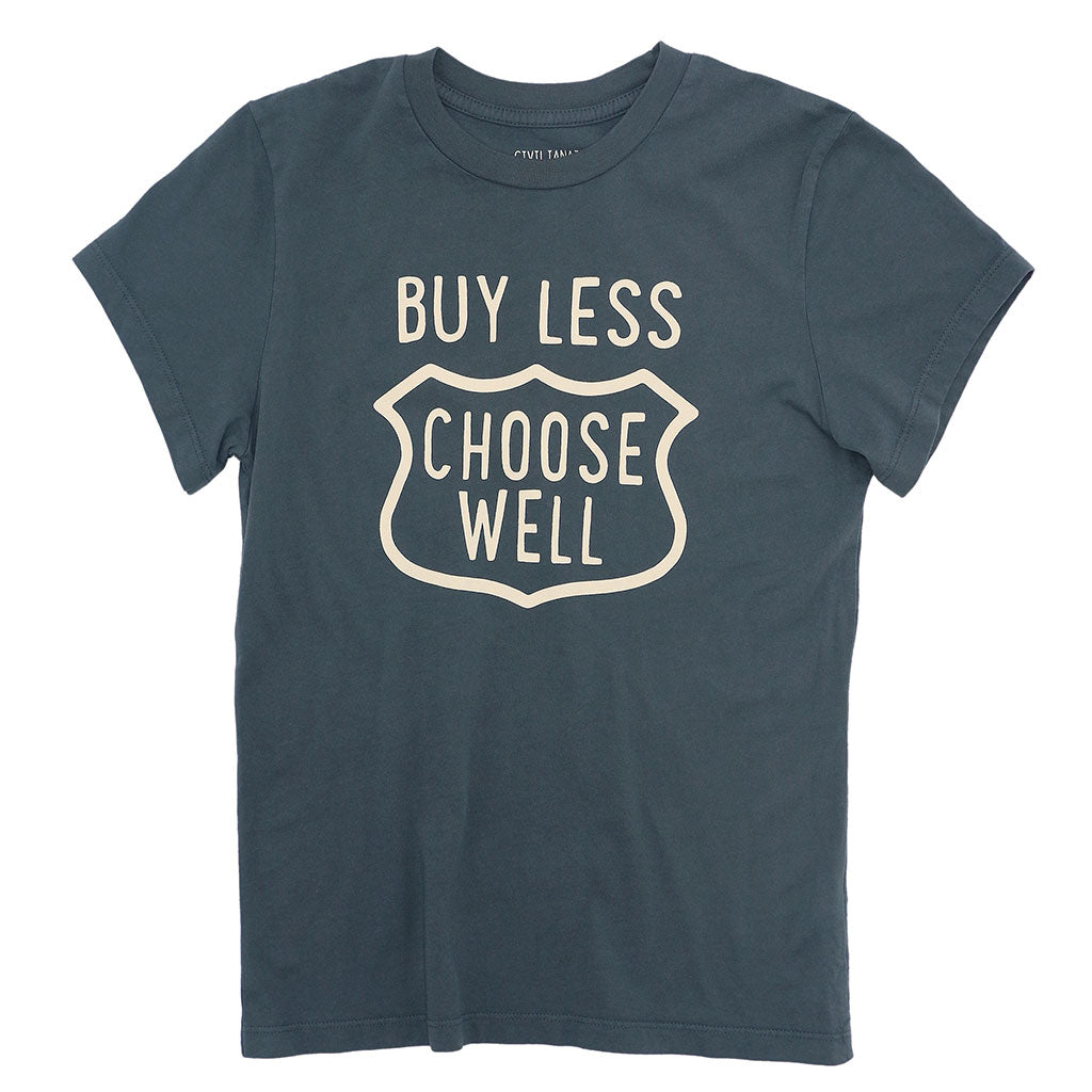 "BUY LESS CHOOSE WELL" Women's Crew Neck Short Sleeve Tee - Moon