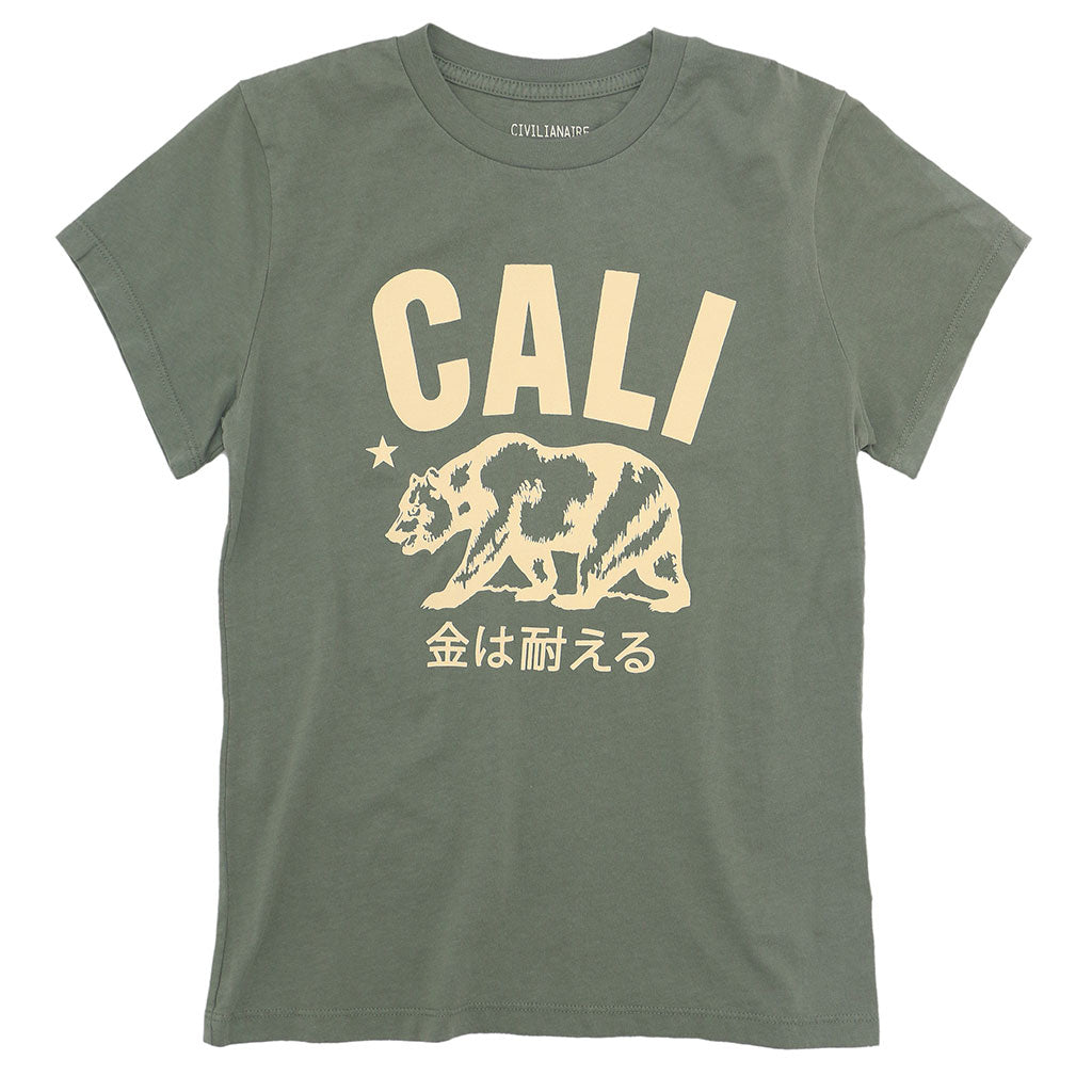 Don't Mess With Cali Women's Crew Neck Short Sleeve Tee - Soft Olive