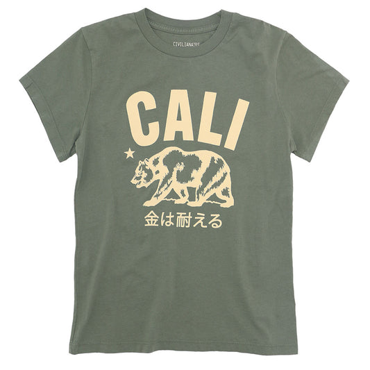 Don't Mess With Cali  Women's Crew Neck Short Sleeve Tee - Soft Olive