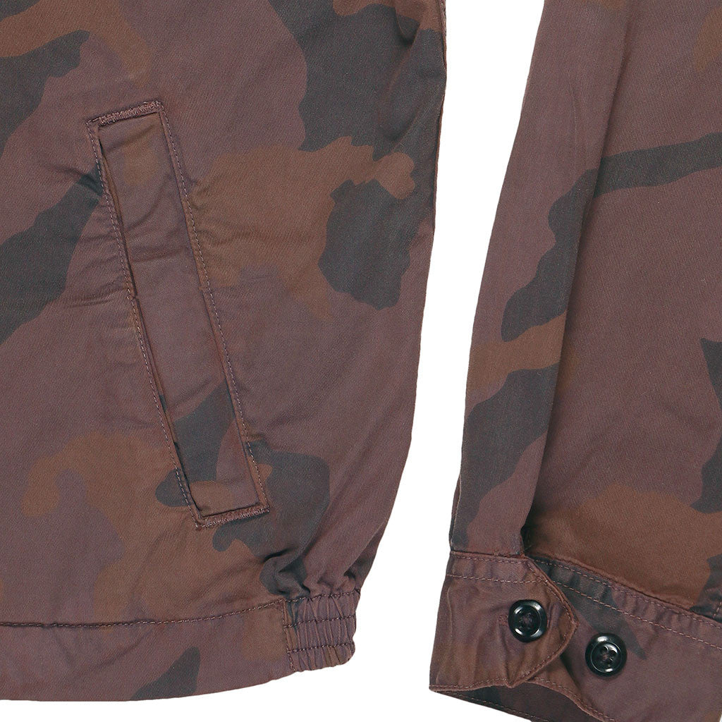 Zip Front Cotton Sateen Print Cliff Jacket - Camo Grape