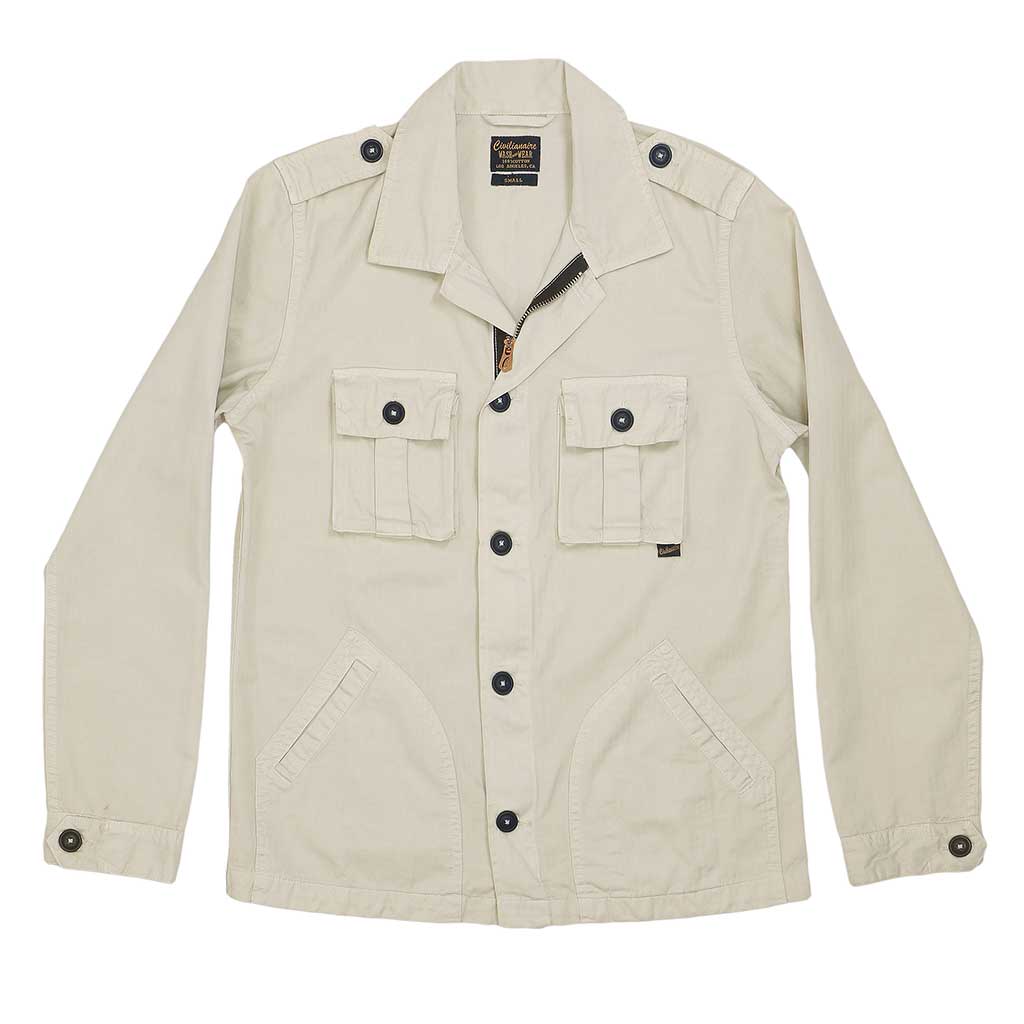 4-Pocket Cotton Herringbone Peace Jacket - Ash