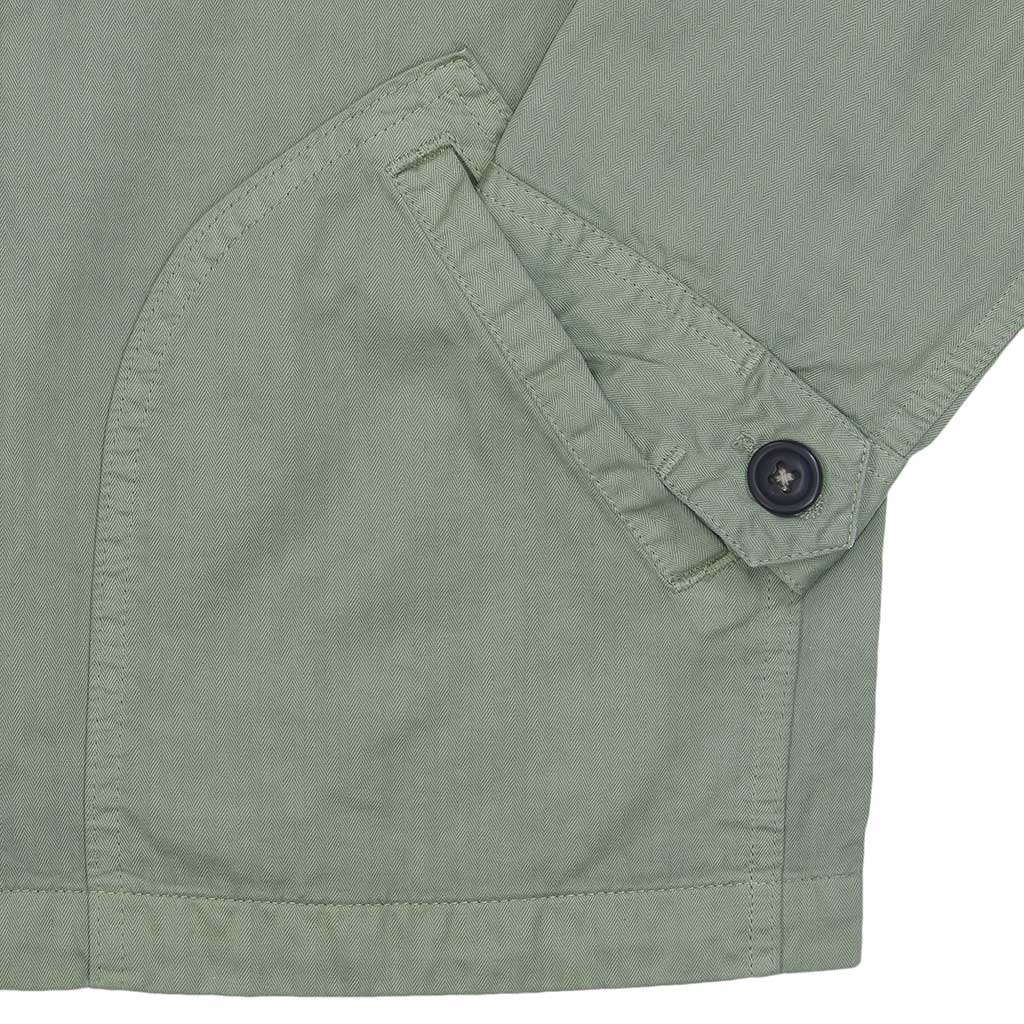 4-Pocket Cotton Herringbone Peace Jacket - Bottle Green