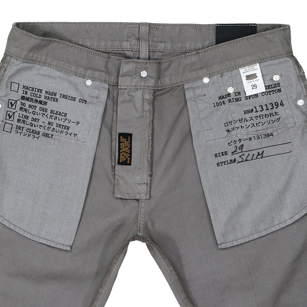 5-Pocket Slim Fit Twill Pants - Sterling