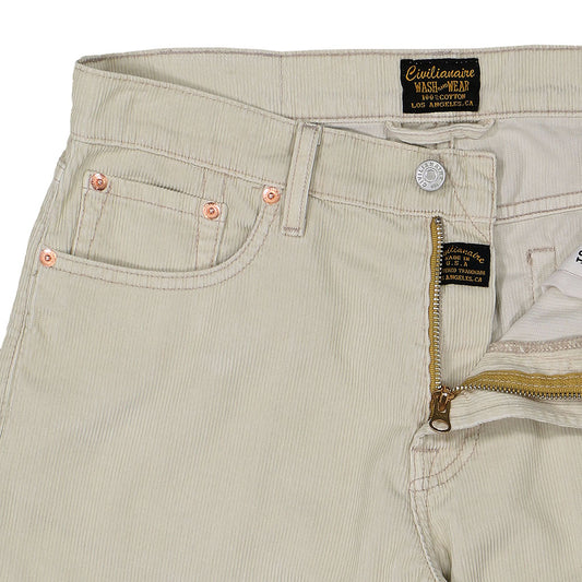 5-Pocket Slim Fit Corduroy Pants - Pale Beige