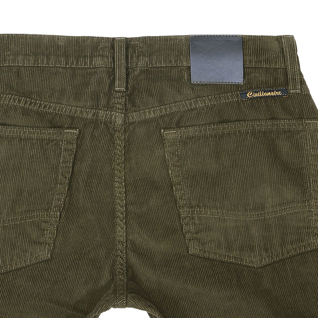 5-Pocket Slim Fit Corduroy Pants - Dark Army Green