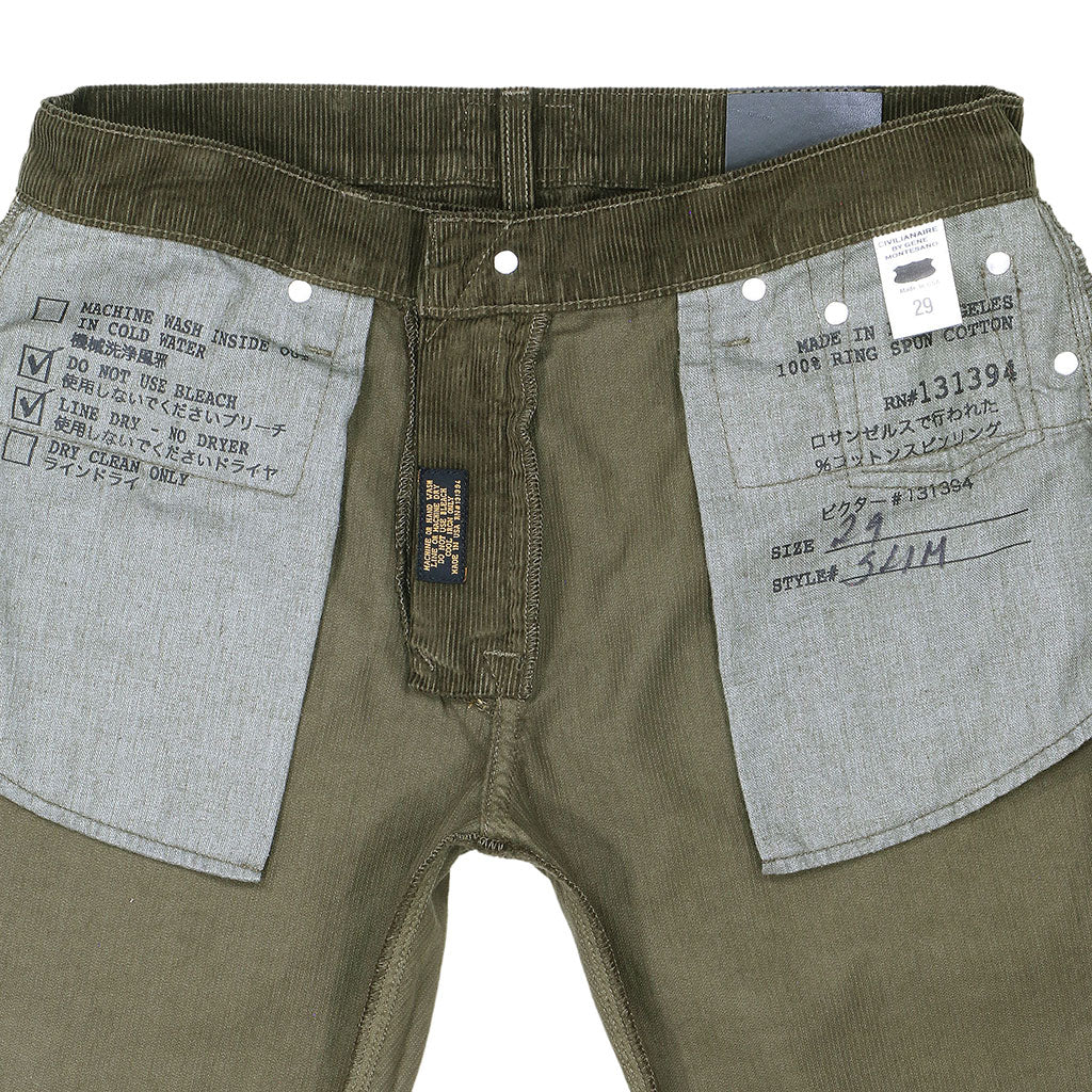 5-Pocket Slim Fit Corduroy Pants - Dark Army Green