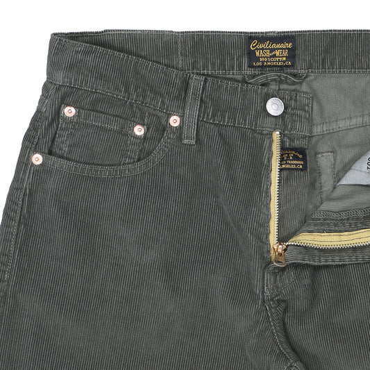 5-Pocket Slim Fit Corduroy Pants - Smoke Green