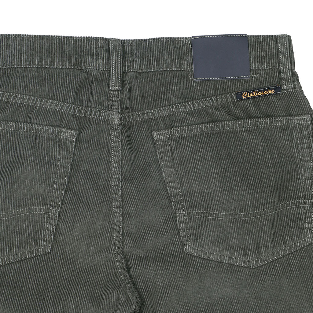 5-Pocket Slim Fit Corduroy Pants - Smoke Green