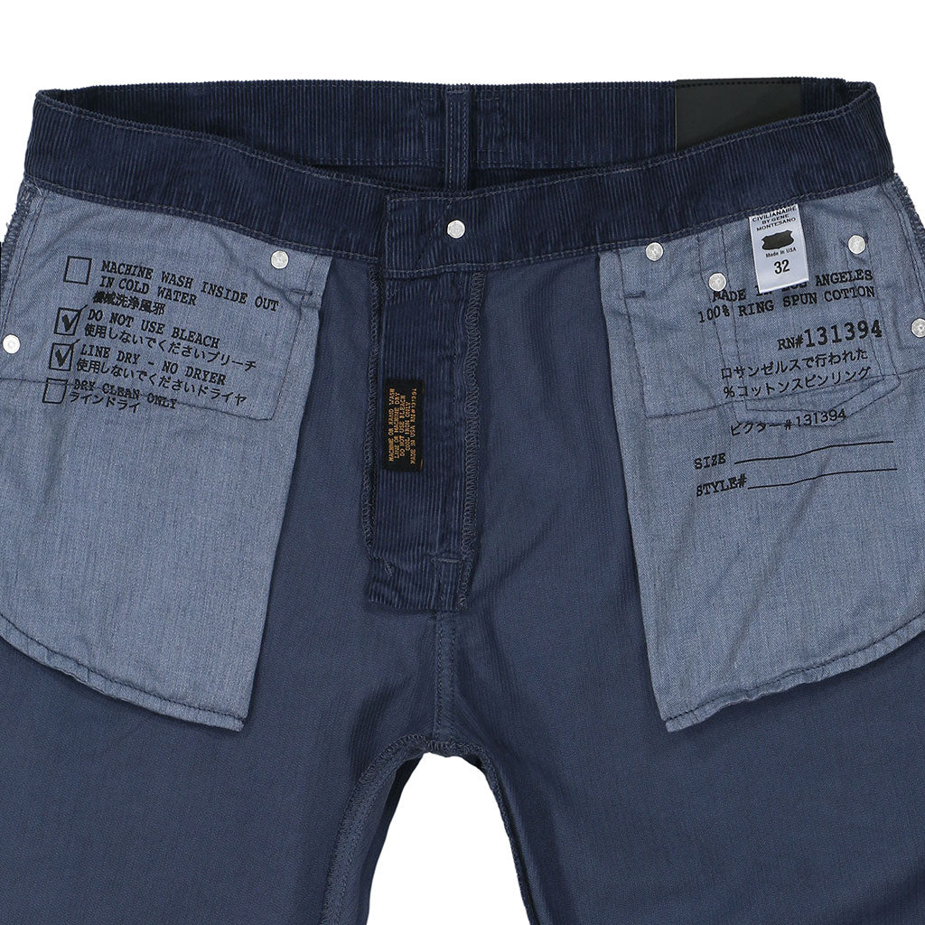 5-Pocket Slim Fit Corduroy Pants - Indigo