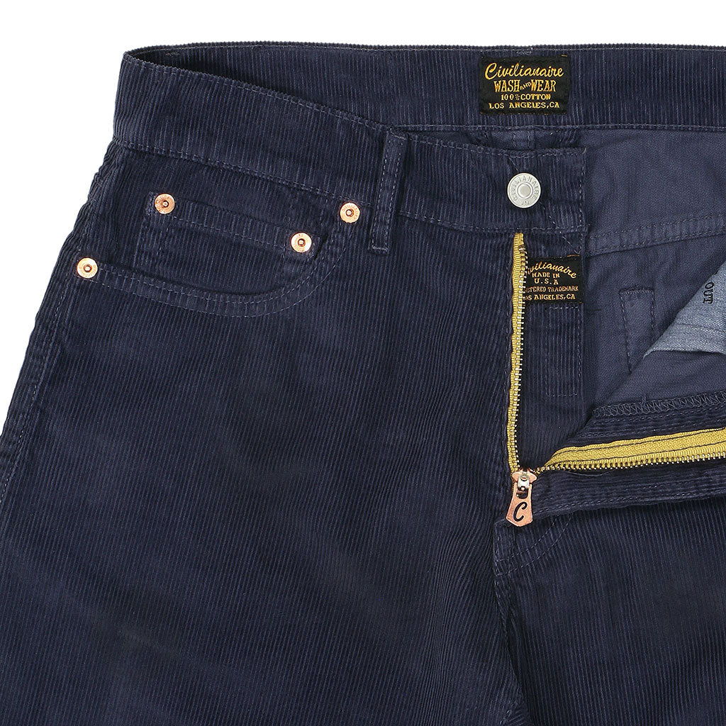 5-Pocket Slim Fit Corduroy Pants - Dark Slate Blue