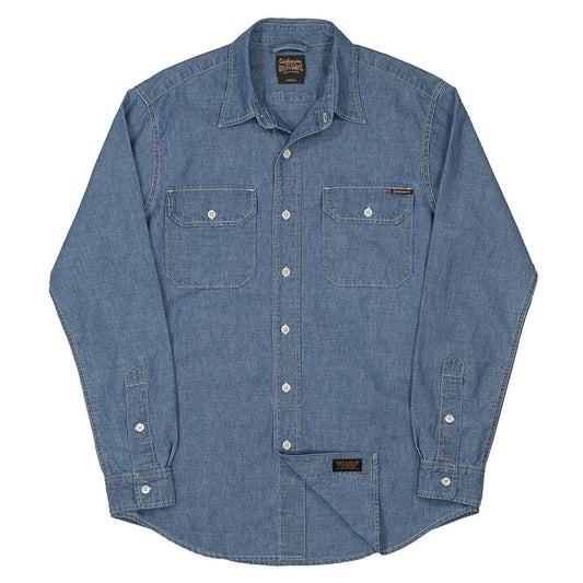JAPANESE Chambray Long Sleeve 2 Pocket Notch Flap Shirt - Chambray 4340
