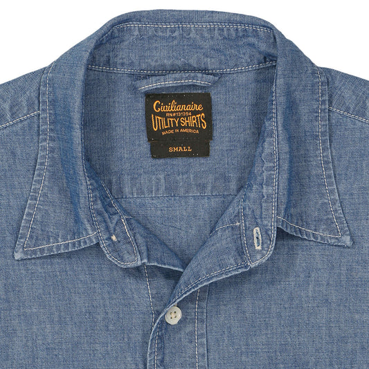 JAPANESE Chambray Long Sleeve 2 Pocket Notch Flap Shirt - Chambray 4340