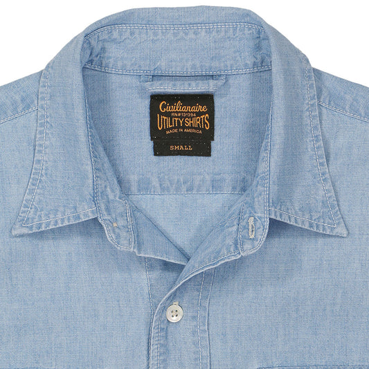 JAPANESE Chambray Long Sleeve 2 Pocket Notch Flap Shirt - Lt. Vintage S001