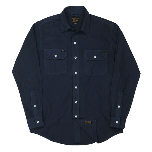 Long Sleeve 2 Pocket Notch Flap Shirt Medium Weight Poplin - Dark Slate Blue