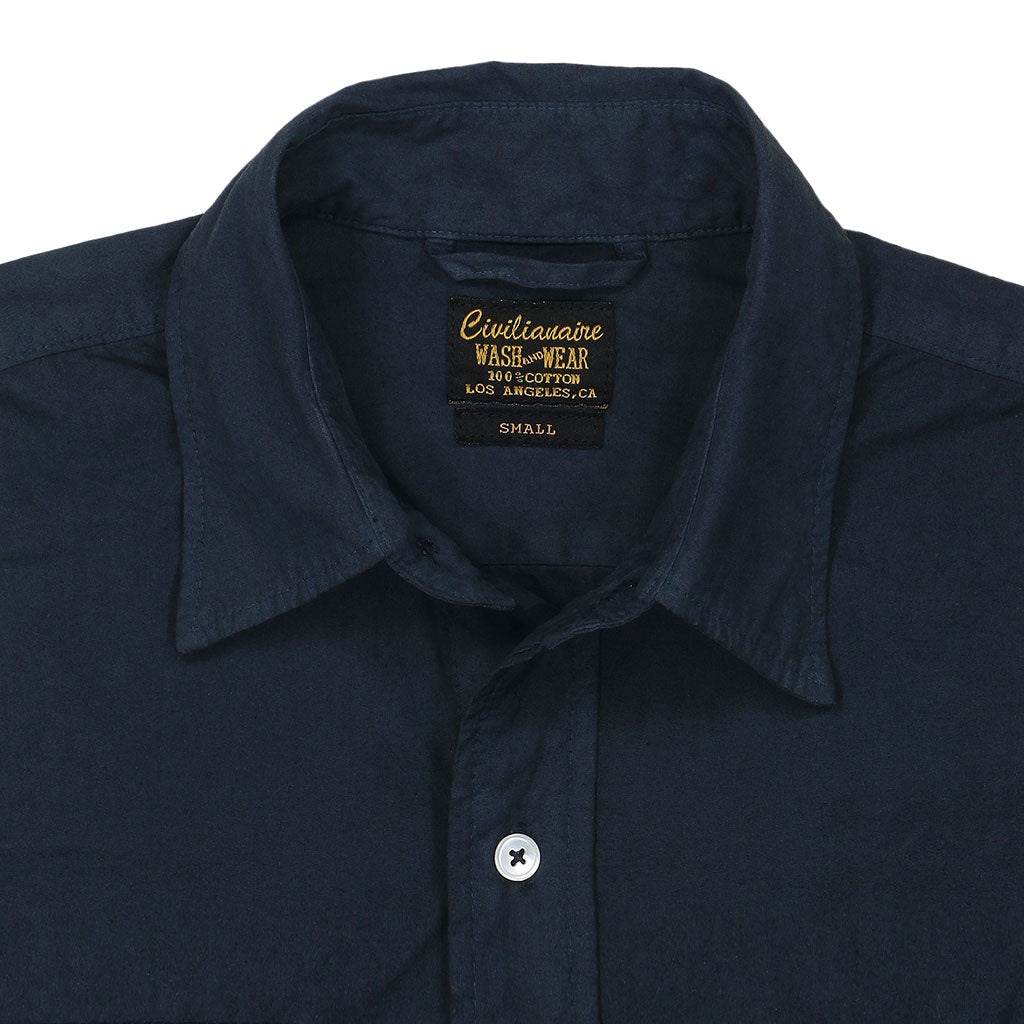 Long Sleeve 2 Pocket Notch Flap Shirt Medium Weight Poplin - Dark Slate Blue
