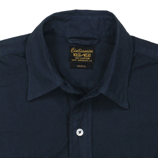 Long Sleeve 2 Pocket Notch Flap Shirt Medium Weight Poplin - Dark Slate Blue