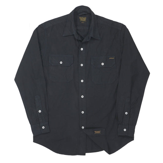 Long Sleeve 2 Pocket Notch Flap Shirt Medium Weight Poplin - Jet Black