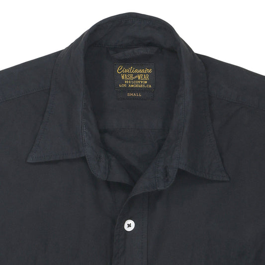 Long Sleeve 2 Pocket Notch Flap Shirt Medium Weight Poplin - Jet Black