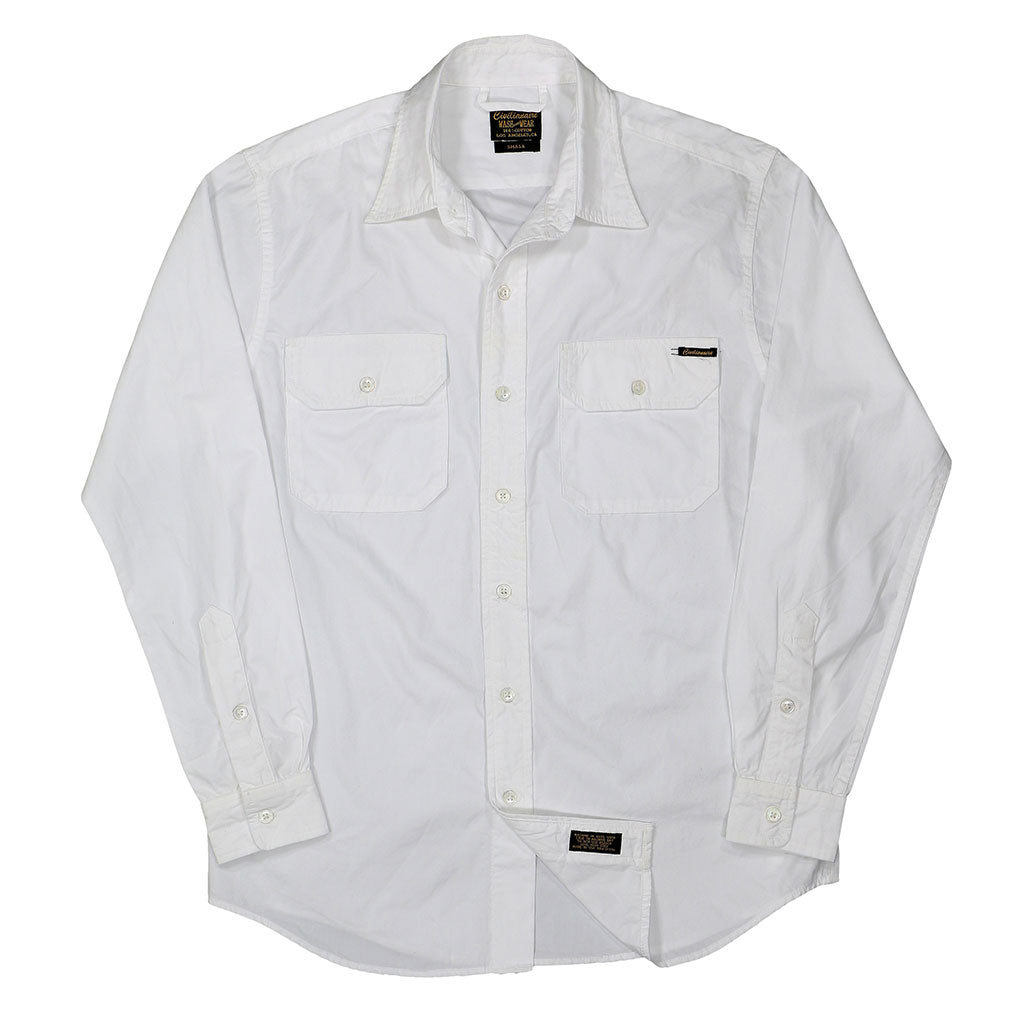Long Sleeve 2 Pocket Notch Flap Shirt Medium Weight Poplin - White