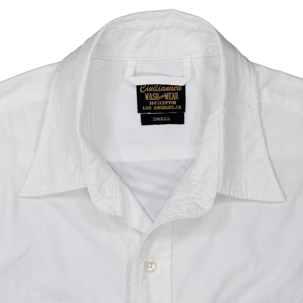 Long Sleeve 2 Pocket Notch Flap Shirt Medium Weight Poplin - White