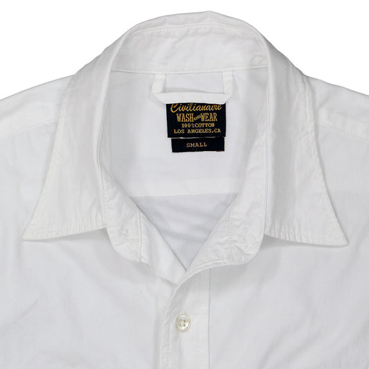 Long Sleeve 2 Pocket Notch Flap Shirt Medium Weight Poplin - White