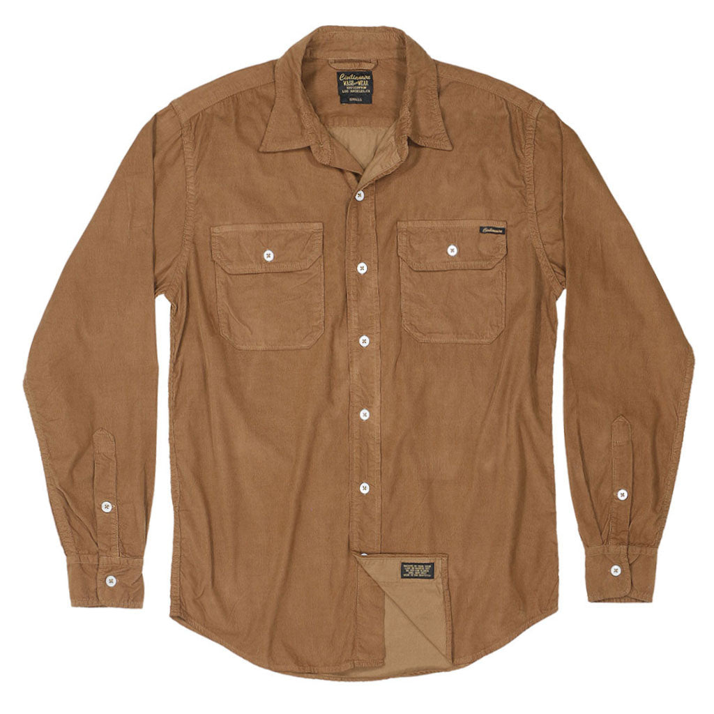 Long Sleeve Notch Flap Shirt 28-Wale Light Weight Corduroy - Kindling