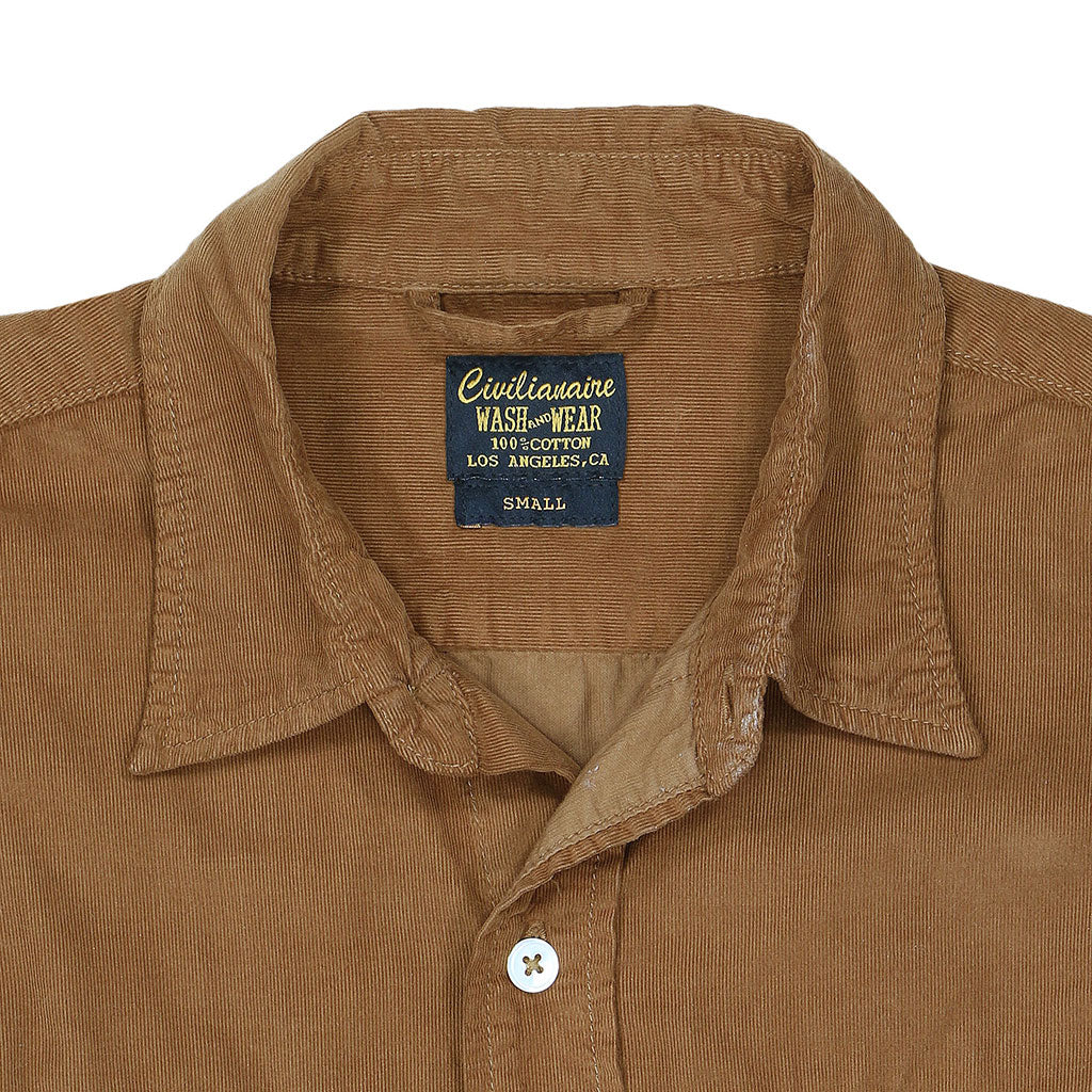 Long Sleeve Notch Flap Shirt 28-Wale Light Weight Corduroy - Kindling