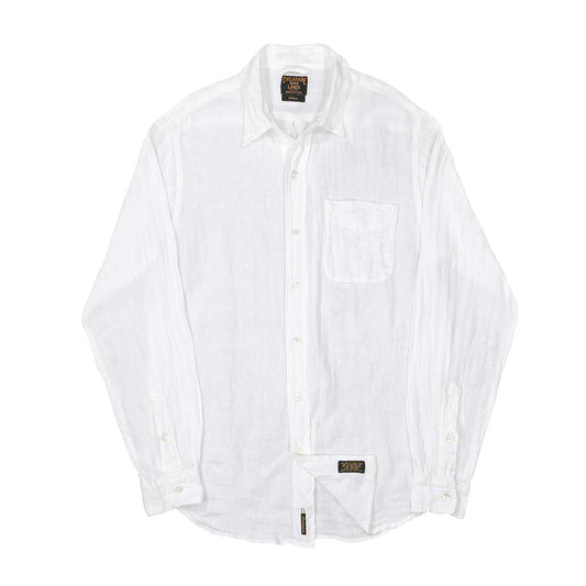 Long Sleeve 1 Pocket Shirt Linen - White