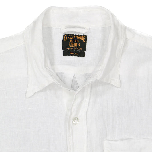 Long Sleeve 1 Pocket Shirt Linen - White
