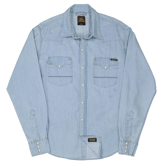 Long Sleeve 2-Pocket Western Shirt 6.5 oz. Chambray  - Indigo Bleach