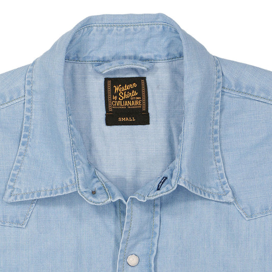 Long Sleeve 2-Pocket Western Shirt 6.5 oz. Chambray  - Indigo Bleach