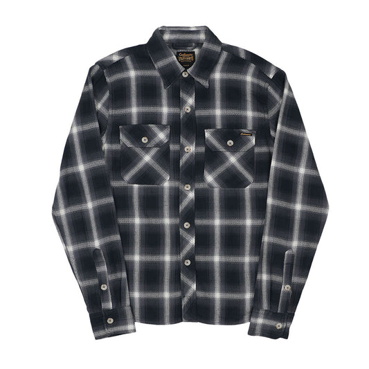 Long Sleeve 2 Notch Flap Pocket Shirt / JAPANESE COTTON Flannel - Gray/Black