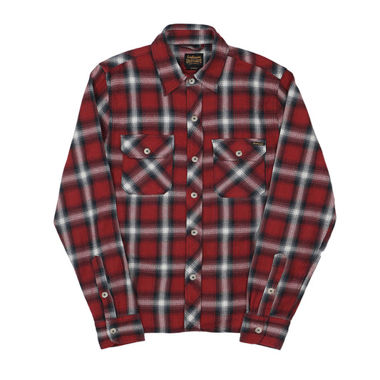 Long Sleeve 2 Notch Flap Pocket Shirt / JAPANESE COTTON Flannel - Red/Black