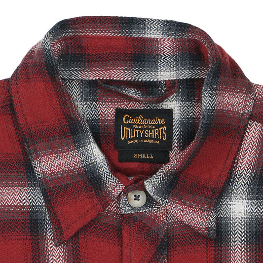 Long Sleeve 2 Notch Flap Pocket Shirt / JAPANESE COTTON Flannel - Red/Black