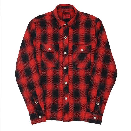 Long Sleeve 2 Notch Flap Pocket Shirt / JAPANESE COTTON Flannel - Red/White