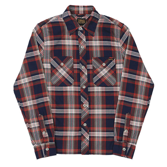 Long Sleeve 2 Notch Flap Pocket Shirt / JAPANESE COTTON Flannel - Blue/Red