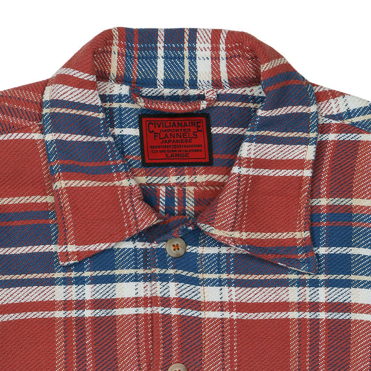 Long Sleeve 2 Pocket Shirt / JAPANESE COTTON Flannel - Blue/Orange