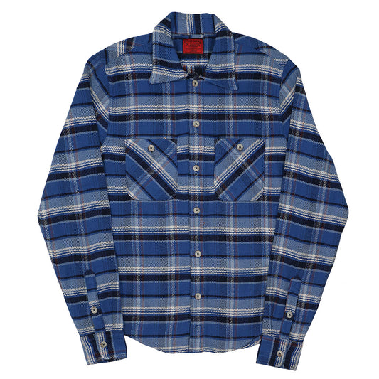 Long Sleeve 2 Pocket Shirt / JAPANESE COTTON Flannel - Blue/Red