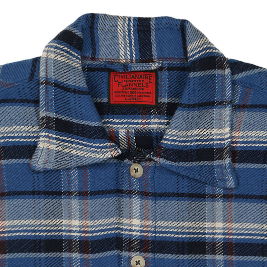 Long Sleeve 2 Pocket Shirt / JAPANESE COTTON Flannel - Blue/Red