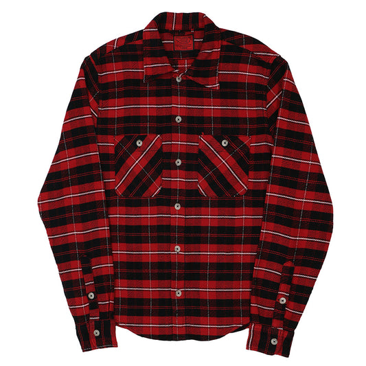 Long Sleeve 2 Pocket Shirt / JAPANESE COTTON Flannel - Red/Black