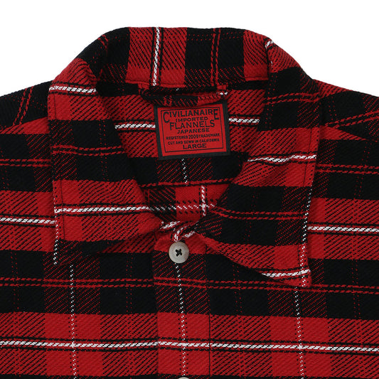 Long Sleeve 2 Pocket Shirt / JAPANESE COTTON Flannel - Red/Black